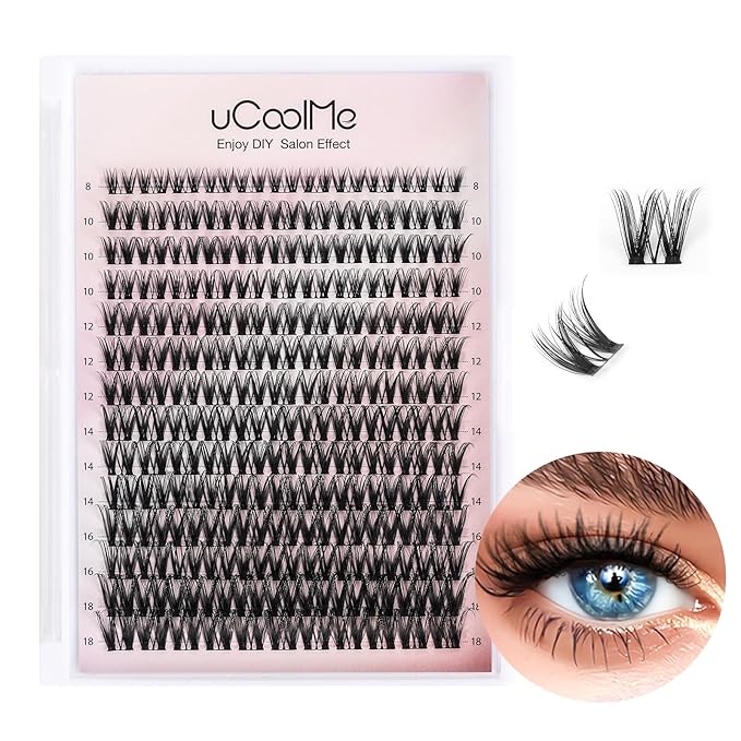 Flora Lash Clusters 8-18mm Light-Volume Wispy Eyelash Clusters D Curl - WideSpan DIY Eyelash Extension Spiky Cat Eye Lashes Individual Fake Eyelashes Clusters with 0.05mm Ultra-Thin Black Band