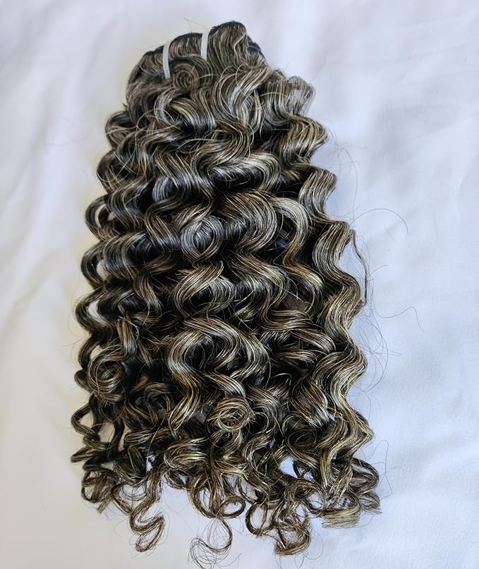 Clytie Curly Salt and Pepper Gray Human Hair Bundles 50% Grey Mixed Black Color 10 Inches 1 Single Bundle Virgin Hair Weave Weft Can be Dyed and Styled