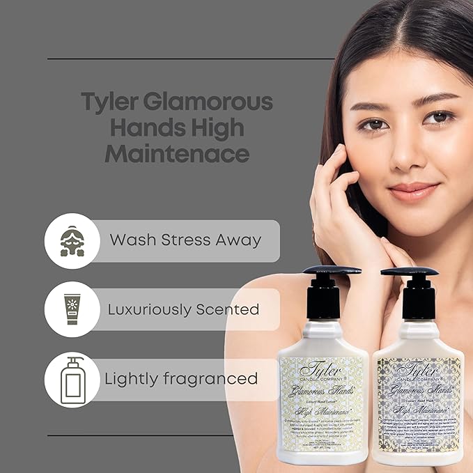 Worldwide Nutrition Bundle: Tyler High Maintenance Glamorous Hand Wash and Hand Lotion Gift Set - 2 Pack, 8 Oz Hand Cream Pump Bottles for Skin Care and Multi-Purpose Key Chain