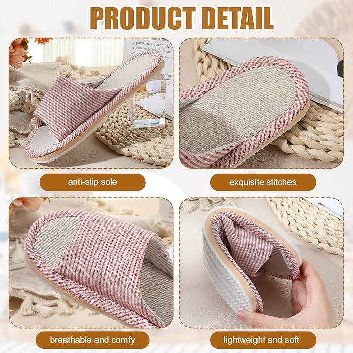 Suhine 12 Pairs House Slipper for Guests Open Toe Spa Slippers Non Slip Indoor Comfortable Breathable Home for Travel Guests Hotel Home Bedroom Unisex