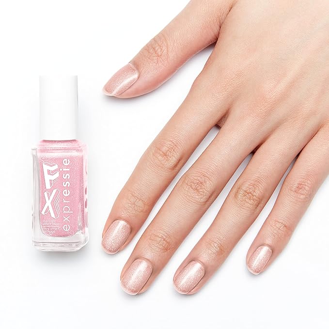 essie Expressie FX Quick-Dry Vegan Nail Polish, Pink Chromatic Top Coat, Faux Real, 0.33 fl oz