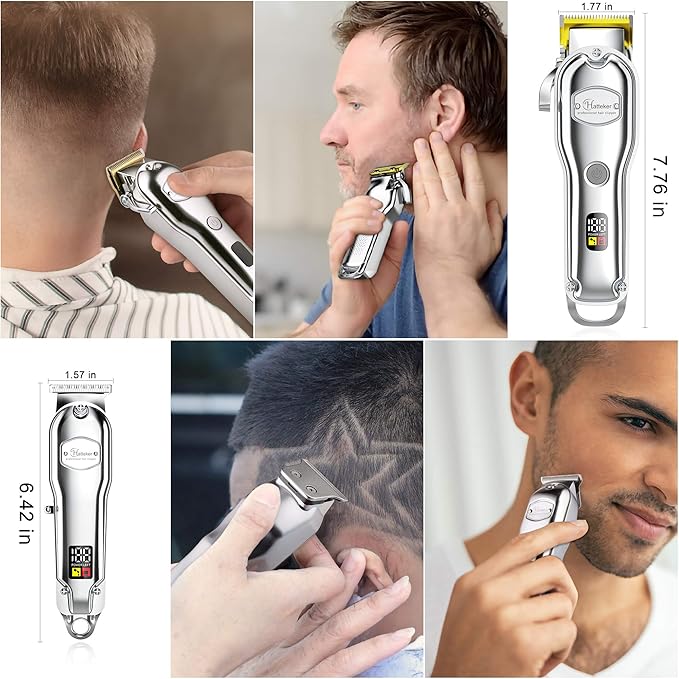 Hatteker Hair Clipper for Men IPX7 Waterproof Cordless Barber Clipper for Hair Cutting Kit with T-Blade Trimmer Beard Trimmer Kids Clipper Professional USB Rechargeable