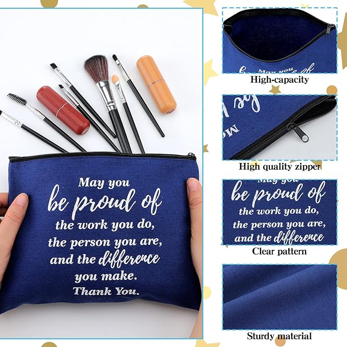 Panelee 48 Pcs Inspirational Gifts Makeup Cosmetic Bag Bulk with Zipper Keychain bibles Employee Appreciation Makeup Bags Motivational Gift for Graduation Women Teacher Coworker Gift(Classic Style)