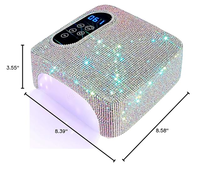 72W UV LED Nail Lamp,Rechargeable Cordless Nail Dryer,Portable UV Led Nail Light with Full Diamond on Surface,Professional Curing Gel Polish Acrylic Nails Tools for Home & Salon