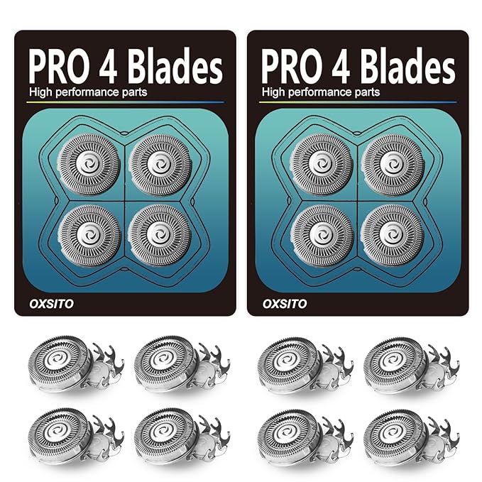 8Pack Pro 4 Head Replacement Blades for Pitbulls Bald Head Razors Gold PRO, Silver PRO, Platinum PRO… Series, Precision Replacement Blades for Head, Face, and Body Grooming.