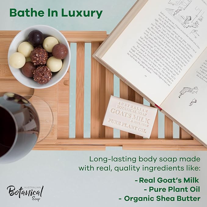 Australian Botanical Goat Milk Soap Bars, 6.8 OZ French Triple Milled Soap for All Skin Types - Lemongrass, Melon, Raspberry, and Shea Butter, Pack of 8