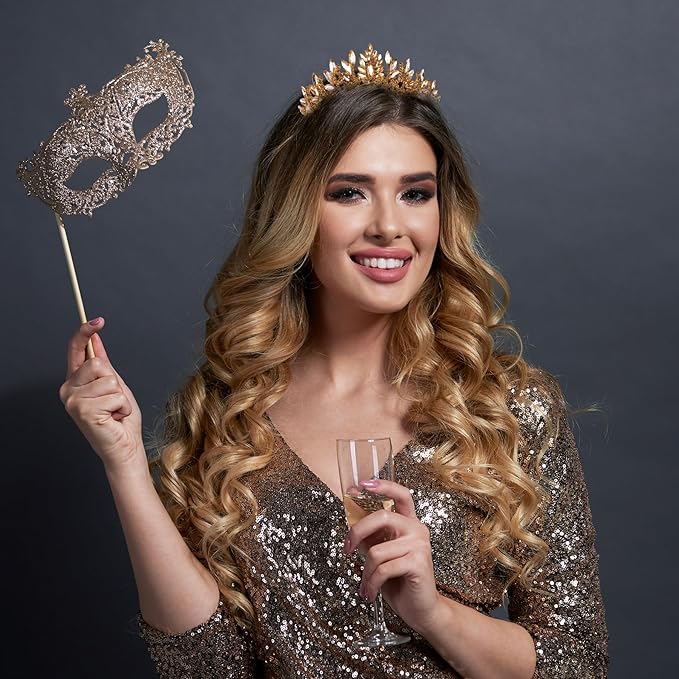 LIMELIA Women's Tiara for Henna Wedding Party|Glitter Hair Accessories for Bridal Birthday Pageant Prom Halloween Cos-play Christmas Party|Danver-Honey