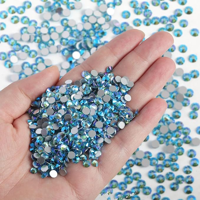 Beadsland Flatback Rhinestones Bulk,14400pcs Rhinestones for Nails Crafts Clothes DIY Decoration, Aquamarine AB, SS16, 3.8-4.0mm