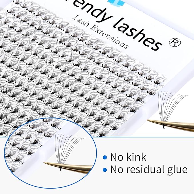 WENDY Lash Extension Premade Fans Eyelash Extensions 320PCS Pre Made Fans Lash Extensions 10D Lashes Extension 0.07mm C Curl Promades Eyelash Fans Mixed 9-16mm(10D-0.07-C, 9-16mm Mixed Tray)