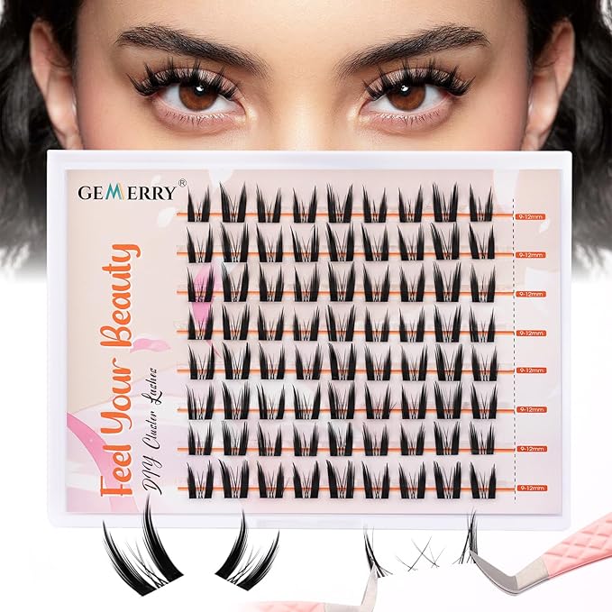 GEMERRY Lash Clusters Fluffy Cluster Lashes Mink Cluster Eyelash Extensions Lash Extension Clusters DIY at Home Eyelash Clusters