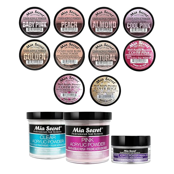 Mia Secret Professional Cover Acrylic Powders Nail Kit/Set For Beginner - Nail kit with everything - Kit de uñas acrilicas completo mia secret - Kit de polvos acrilicos cover para uñas de acrilico