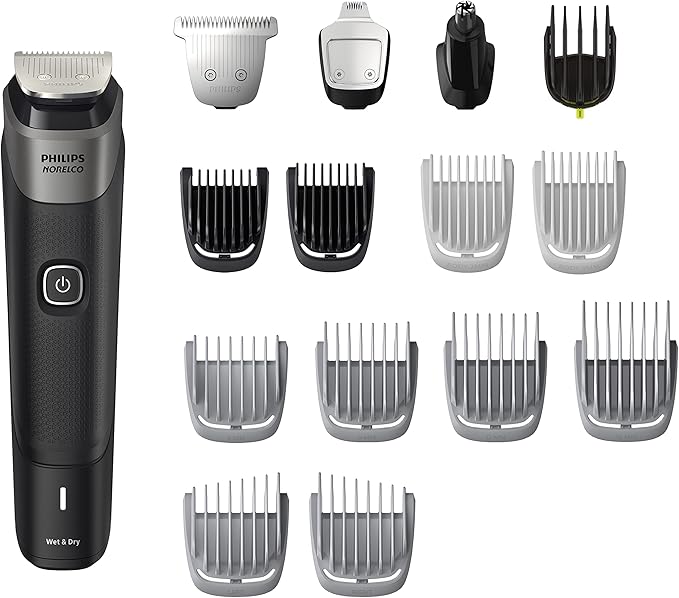 Philips Norelco Multigroom Series 5000 18 Piece, Beard Face, Hair, Body and Intimate Hair Trimmer for Men - NO BLADE OIL MG5910/49