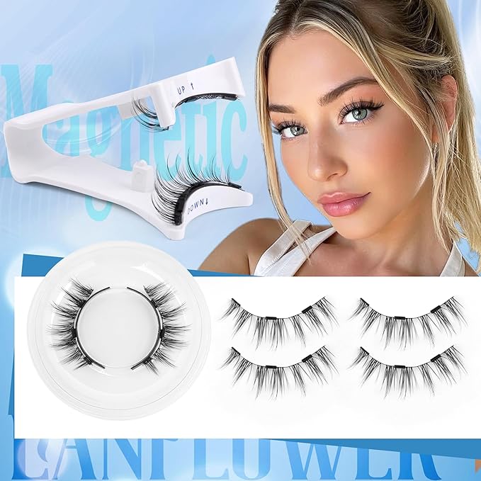 Magnetic Eyelashes with Applicator Reusable Natural Look Magnetic Eyelashes without Eyeliner No Glue Needed Lashes with Magnets Cat Eye False Eyelashes by Lanflower
