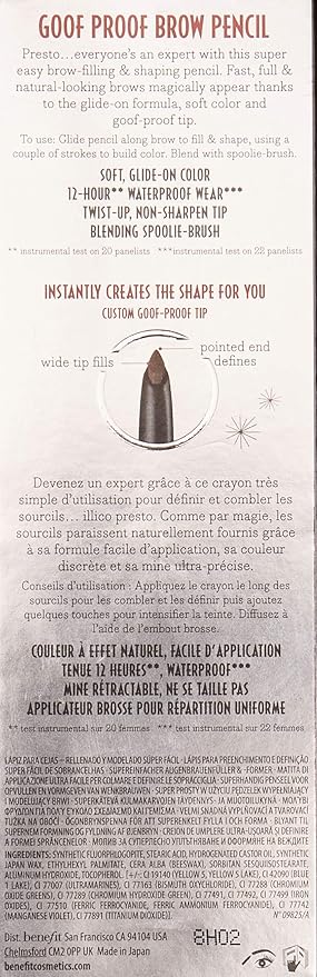 Benefit Goof Proof Brow Pencil No.2 Light 0.01 Ounce, Medium, 1 Count
