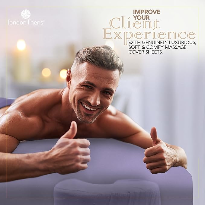 LONDON LINENS Soft Microfiber 3-Piece Massage Table Sheets - Super Lightweight, Stain and Wrinkle Resistant - Includes Table Cover, Fitted Sheet, and Face Rest Cover (Fresh Lilac)