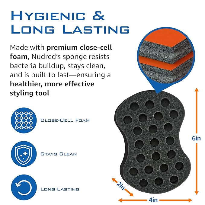 Hair Twisting Brush for Black Men and Women, Barber Tool for Afro Style Dreads, Coils & Twists, Large Hole Curl Sponge Brush (Red)