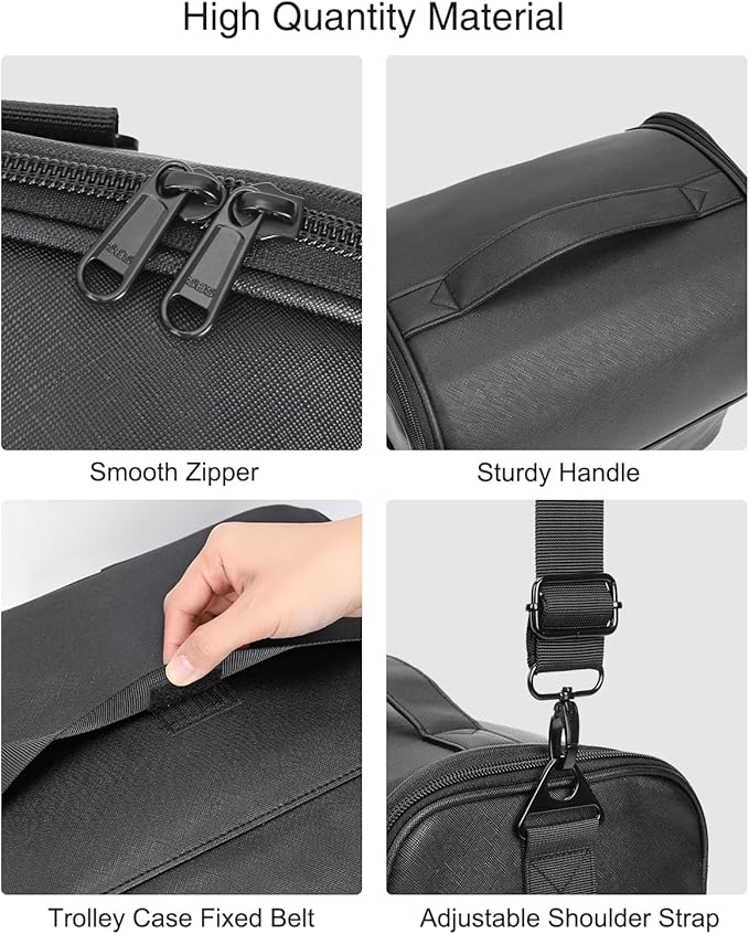 TANTO Makeup Train Case, Large Makeup Bag, Travel Makeup Organizer, Professional Cosmetic Case, Black Leather PU, Adjustable Dividers, Dustproof Design, Waterproof Material, 11.8x9.8x7.8 inches