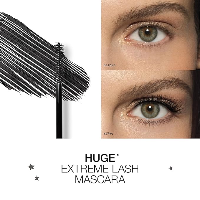 stila HUGE Extreme Lash Mascara, Intense Black | Volume, Full Length, Curl, Lift, No Clump, Crunch or Smudge | Lightweight, Long-Lasting Buildable Eye Makeup Formula | 0.44 Fl. Oz.