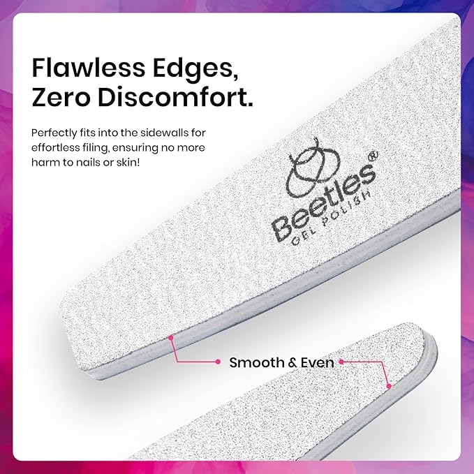 Beetles Nail File Nail Buffer, 3 Pcs Nail Files and Buffers for Acrylic and Natural Nails, 100/180/240 Grit Finger Nail Files & Buffers for Gel Nails Polish Home Salon Manicure Gift for Women