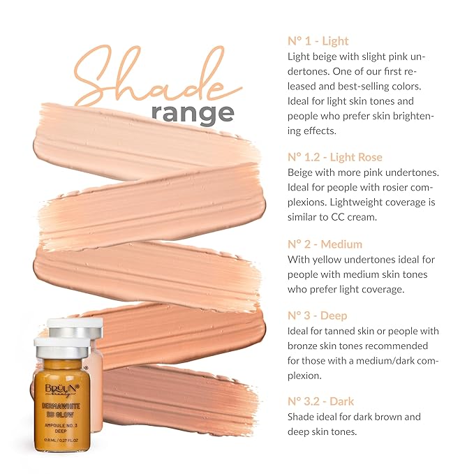 BRÜUN BB Glow Starter Kit of 12 Vials for Spa and School - A Pigment Set for Skin Care to use with Derma Pen and Rollers for Fresh Look and Lasting Results