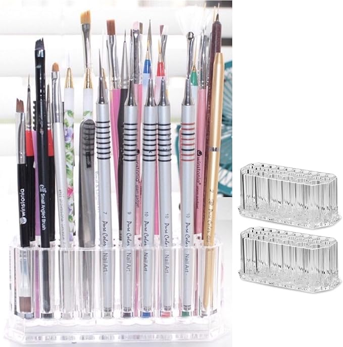 BY ALEGORY Acrylic Nail Art Tool Organizer Storage for Storing Pro Beauty Finger Nailcare Art Kit Tools Makeup Display Case Refillable Container Holder Organization (2)