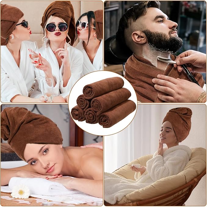 Newwiee 72 Pack Microfiber Bleach Proof Towels Bulk for Salon 18 x 30 Inch Dry Lint Free Hair Drying Hand Towels for Hair, Gym, Bath, Spa, Shaving, Barber(Brown)