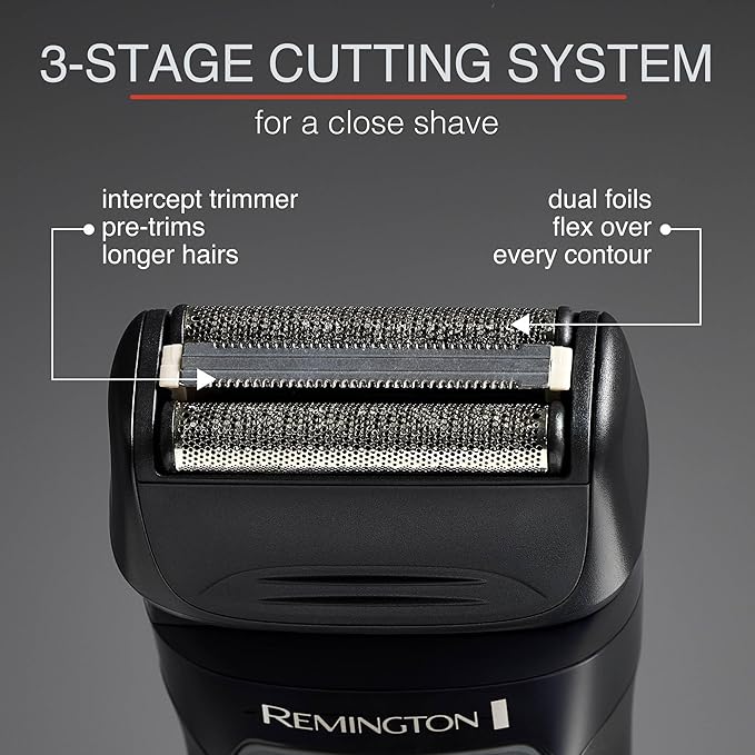 Remington F4 Style Series Foil Shaver for Men, Flexing Blades for Close and Comfortable Shave, Cordless Electric Rechargeable Razor.