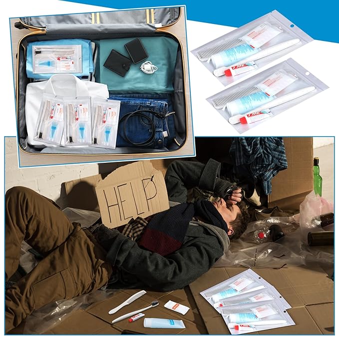 48 Sets Basic Toiletry Kits Homeless Care Package Supplies Personal Hygiene Kits Bulk Include Disposable Toothbrush Toothpaste 30 Ml Shampoo Comb Bath Soap for Women Men Travel Charity Hotel
