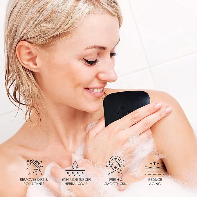 African black soap with cocoa butter and Vitamin E Herbal Soap | Pack of 6 of 5oz soap Bar | Ideal for Men and Women, Soothing and Nourishing Soap for Moisturization