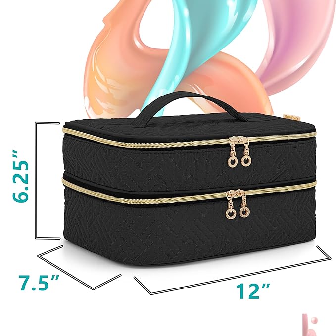 BAFASO Nail Polish Organizer Holds 40 Bottles (15ml - 0.5 fl.oz), Nail Polish Case with Manicure Tools Storage Sections (Patented Design), Black