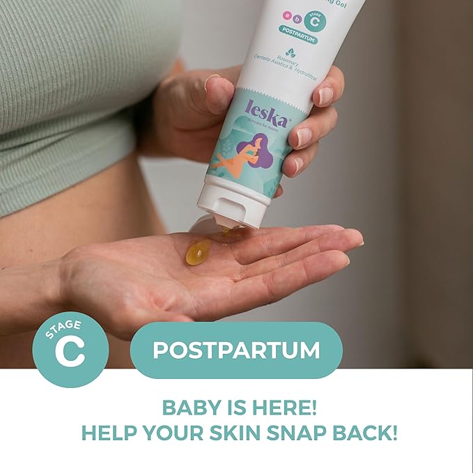 Leska Maternity Set | Belly Lotion, Belly Oil, Stretch Mark Defense Cream & Butter, Toning Gel | Maternity Stages Skin Care for Pregnancy & Postpartum |New Mom Gifts (Set of 5, 4-4.93oz each)