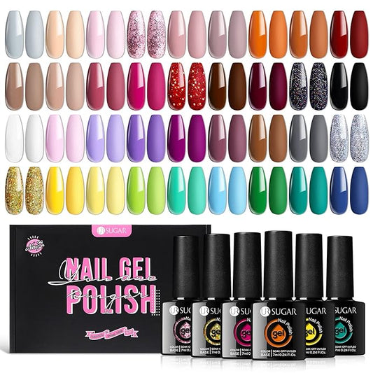 UR SUGAR 36 Colors Gel Nail Polish Set, All Seasons Collection Yellow Orange Red Green Blue Pink Glitter Gel Polish for Fall Winter Soak Off Gel Nail Art Kit Halloween Christmas Gifts for Women
