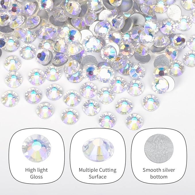 10000PCS Moonlight Rhinestones Bulk, Flat Back Crystal Glass Stone Round Gems,SS16, 3.8-4.0mm