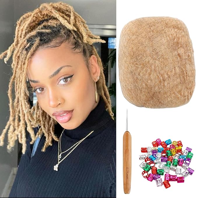 Afro Kinkys Bulk Human Hair for Dreadlock Extensions,Repair Locs, Twists and Braids, 30 Gram Each Package Afro Kinky Bulk 100% Human Hair for Locs (Blonde, 8inch)