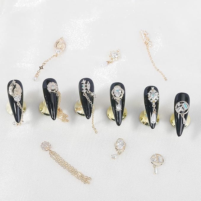 12Pcs Gold Nail Charms Gold Rhinestones for Nails Gold Charms for Nails Shiny Nail Crystal Nail Art Charms Gems Jewelry Nail Diamond Rhinestone Charms for Girls Woman Craft DIY Nail Art Decoration