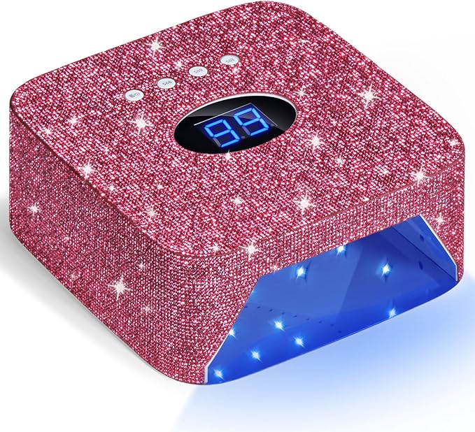Cordless UV Nail Lamp, 54W Rechargeable UV Light for Gel Nails, Nail Dryer with 3 Timer Modes, Professional Quick Dry Curing Lamp for Salon & Home (Red Diamond)