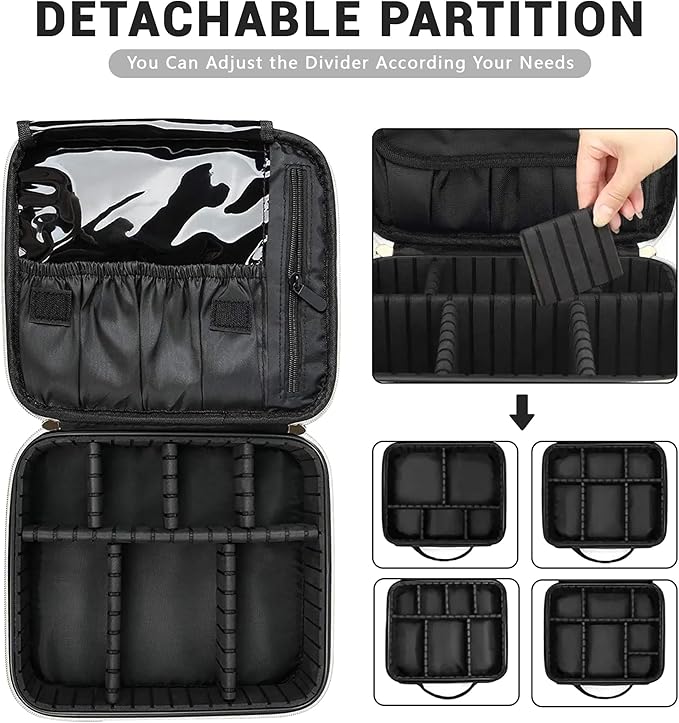 Checkered Makeup Bag, Portable Makeup Bag with Adjustable Partition, Cosmetic Bags for Women Toiletry Travel Organizer Portable Make Up Bags for Christmas Birthday Gifts