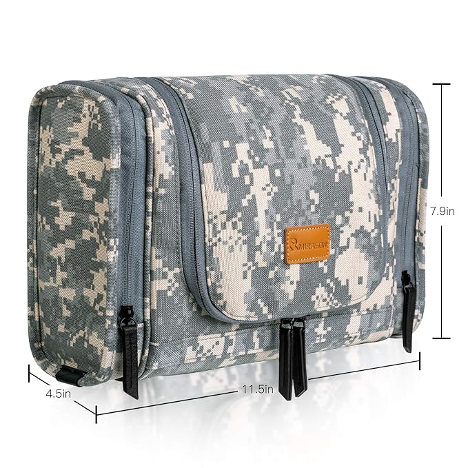 MIRASON Hanging Toiletry Bag for Men Dopp Kit Waterproof Travel Organizer Bag with Sturdy Metal Hook and Handle for Bathroom Shower Camping Toiletry Bag Gift for Men (Camo)