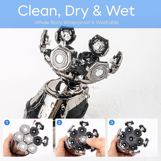 AidallsWellup Head Shavers for Bald Men: Waterproof Bald Head Shavers for Men Skull - Rechargeable Head Shavers for Bald Men - Cordless Electric Razor for Men for Close Shaving
