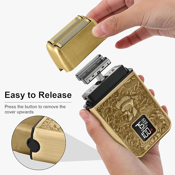 GEC Professional Men's Electric Razor & Barber Kit - Cordless Foil Shaver, Titanium T-Blades, 3-in-1 Multifunctional Trimmer for Beard, Hair, & Body Grooming – Travel-Friendly with Built-in Battery