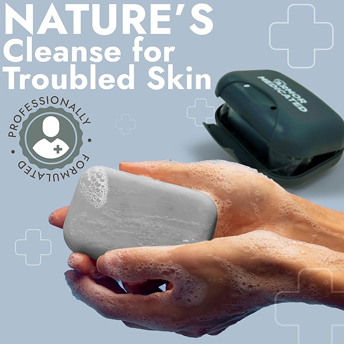 Antifungal Soap | Medicated Jock Itch Treatment, Fights Ringworm & Athlete's Foot | Soothing Tea Tree & Antibacterial | 1% Tolnaftate for Effective Relief | Travel-Friendly with Soap Case Pack of 2