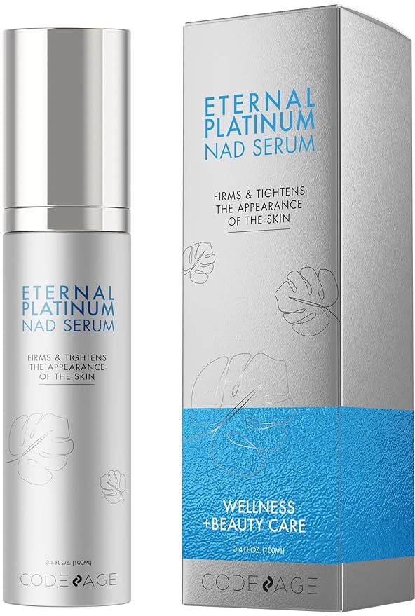 Eternal Platinum NAD Serum, Resveratrol, Niacinamide, Collagen, Vitamin C & E, Aloe Vera, English Lavender, Nicotinamide Aging NAD Booster Skin Care Face Moisturizing Wrinkles Firming, 3.4 FL. Oz.
