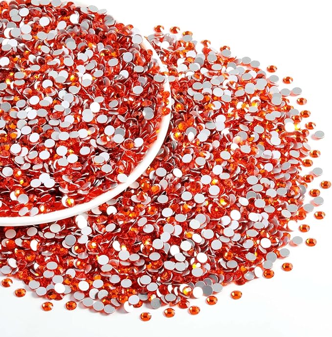 Beadsland Flatback Rhinestones Bulk,2880pcs Orange Rhinestones for Nails Crafts Clothes DIY Decoration, Hyacinth/Orange, SS30, 6.3-6.5mm