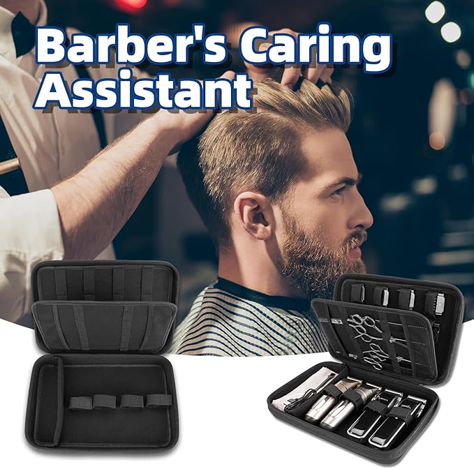 SMYV Barber Bags for Clippers and Supplies, Portable Clipper Case for Barber Accessories, Hair Trimmer Storage Organizer for Men Razor Guard Grooming Kits (Case Only)