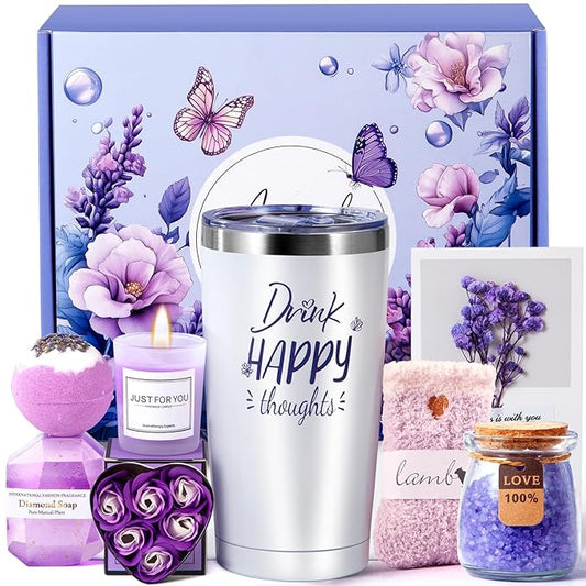 YFONG 8 Pcs Luxury Spa Gift Set for Women, Relaxing Happy Birthday Package for Mom Wife Her Best Friends Sister, Mothers Day Gifts Idea, 20 oz Tumbler – Ultimate Self-Care Get Well Soon Bundle Basket