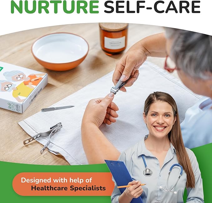 Nail Clippers Set, Easy Grip 360 Rotary Fingernail Clipper, Sharp Heavy Clippers for Thick Nails. Perfect for Diabetics or Seniors Suffering from Arthritis (3 Pieces)