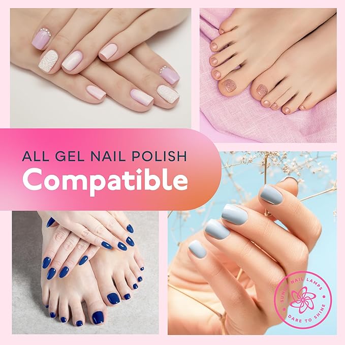 SUNUV UV LED Light for Nails, 48W Nail Dryer for Gel Polish with Auto Sensor, 33 LEDs 4 Timers Settings SUN2C Purple