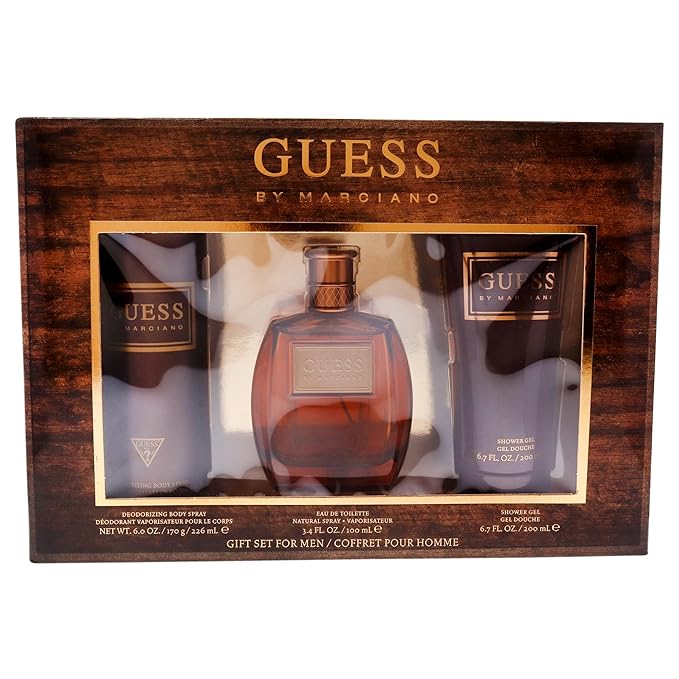 Guess by Marciano for Men - 3 Pc Gift Set 3.4oz EDT Spray, 6.7oz Shower Gel, 6.0oz Deodorizing Body Spray