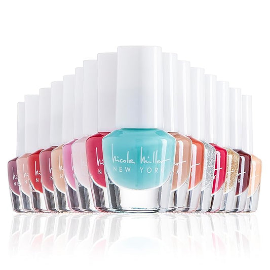 Nicole Miller Mini Nail Polish Set – Glossy, Vibrant Colors for Fingernails & Toenails, Bright Colors, Purple Collection