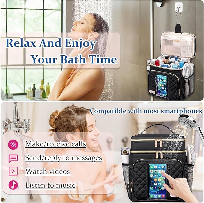 Large Toiletry Bag for Women Men,Waterproof Portable Shower Caddy for College Dorm,Bathroom Bag, Quick Dry Shower Bag Hanging Toiletry Bags for For Full Sized Toiletries And Cosmetics